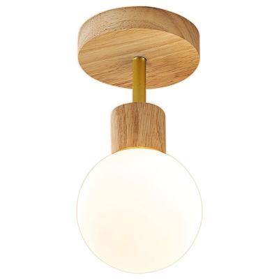 Wottes - Modern Deckenleuchte Holz Deckenlampe Innen Hängelampe E27 Lampenfassung für Flur Studie Image