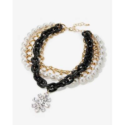 Boston Proper - Black/White/Gold - Gold Chains & Pearls Layered Necklace