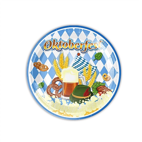 Piatti di carta da 100 pezzi Piatti di carta da cena da 7 pollici o 9 pollici Piatti di carta da dessert ideali per l'Oktoberfest Cena a tema Oktoberfest e piatti da dessert