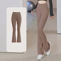 Per donna Pantaloni da yoga Gamba svasata Fascia Elastica Vita Alta Pilates Allenamento in Palestra Allenamento Collant Tinta unica Grigio scuro Nero Blu Gli sport Abbigliamento sportivo Elasticizzato