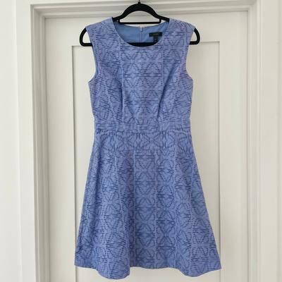 J. Crew Dresses | J. Crew Textured Eyelet Jacquard A-Line Dress, Office, Summer Wedding Guest 4 | Color: Blue | Size: 4