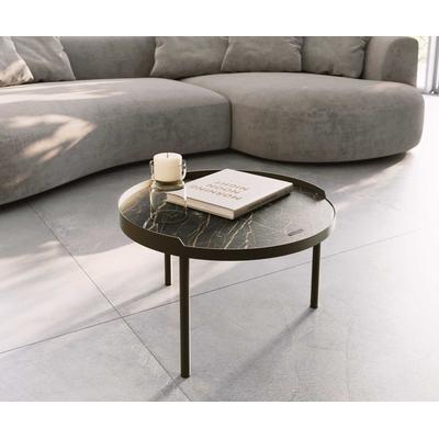 DELIFE Couchtisch Torell 50x50 cm Keramik Laminam®Noir Desir Braun Metallrahmen Effektfinish Titan, Couchtische Image