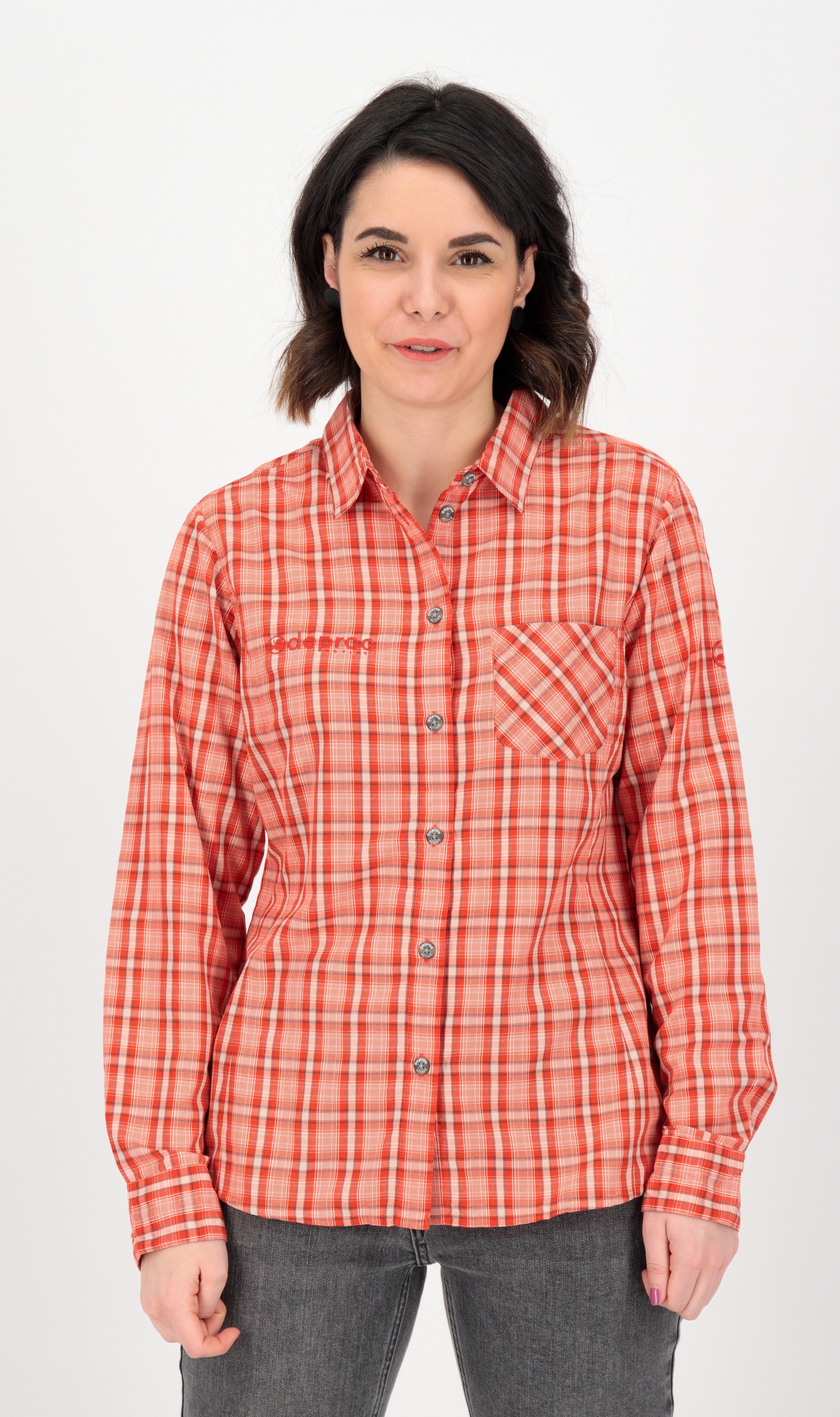 Outdoorhemd DEPROC ACTIVE "PHOENIX LS WOMEN", Damen, Gr. 54 (XXL), Normalgrößen, orange, 100% Polyester, Hemden, auch in Großen Größen erhältlich