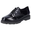 Schnürschuh RIEKER, Damen, Gr. 43, schwarz, Lacklederimitat, glänzend, klassisch, Schuhe, Freizeitschuh, Halbschuh, Businessschnürer in glänzender Optik