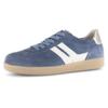 Plateausneaker GABOR, Damen, Gr. 38, blau (dunkelblau, sand), Veloursleder, Glattleder, kontrastfarbene Details, sportlich, Schuhe, Freizeitschuh, Halbschuh, Schnürschuh mit gepolstertem Schaftrand