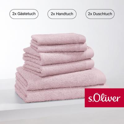 Handtuch Set S.OLIVER "s. Oliver, besonders weich und saugfähig", rosa (rose), 6 St., Walkfrottier, Walkfrottier, Baumwo