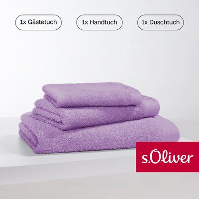 Handtuch Set S.OLIVER "s. Oliver, besonders weich und saugfähig", lila, 3 St., Walkfrottier, Walkfrottier, Baumwolle, Ha