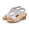 Sandalette LASCANA "Sommerschuh", Damen, Gr. 39, silber (silberfarben), Obermaterial: 100% Textilmaterial. Decksohle: 100% Textilmaterial. Laufsohle: 100% Synthetik, unifarben, feminin, Schuhe, Sandale, Sommerschuh mit Glitzerdetails und elastischem...