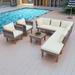 9 Piece Patio PE Rattan Furniture Set, Outdoor Conversation Furniture Set, Sectional Sofa with Coffee Table, Dining Set.