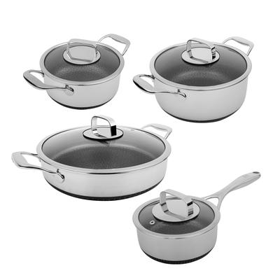 LIVWELL DiamondClad 8pc Hybrid Nonstick Stainless Steel Cookware Set