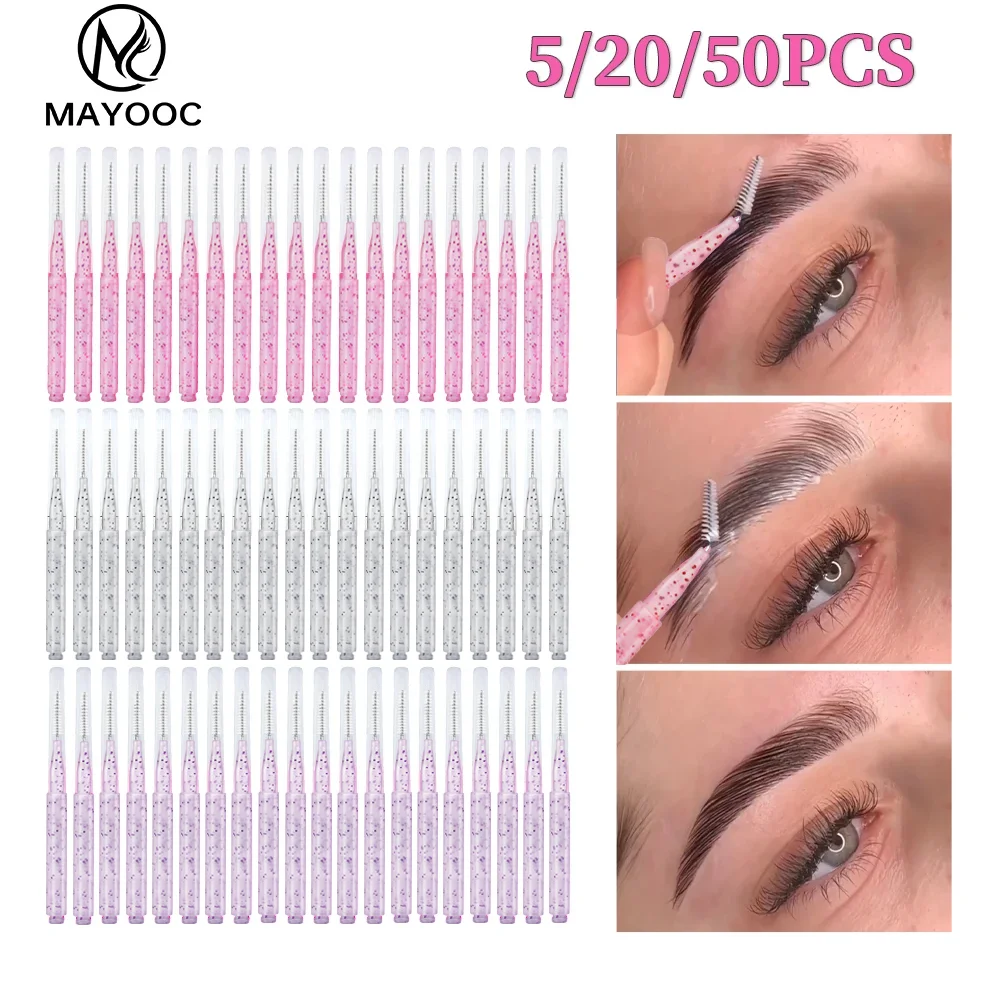 5/20/50 Mini Augenbrauen Pinsel Stirn Dauerwelle Pinsel Einweg Stirn Lifting Pinsel Biegsamen Micro Wimpern Pinsel Applikatoren Werkzeuge Image