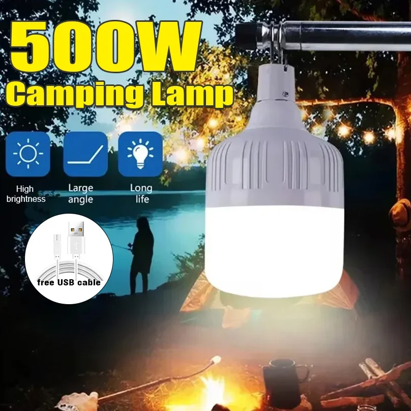 NEUE 500W Wiederaufladbare LED Tragbare USB LED Camping Lichter Outdoor Notfall Lampe High Power Lampe Taschenlampe Party BBQ Birne Image