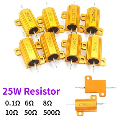 1 Stück 25 W Aluminium Power Metal Shell Case Drahtwiderstand 10R bis 500R Ohm – 0,1 R 6R 8R 10R 50R Image