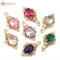 Breloques en forme de losange en laiton et Zircon, couleur or 18 carats, pendentifs, fournitures de fabrication de bijoux, collier, boucles d