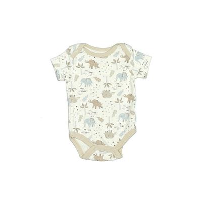 le top baby Short Sleeve Onesie Ivory Print Crew Neck Bottoms - Size 0-3 Month