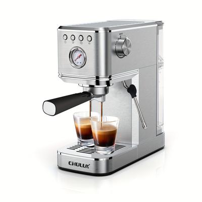 TEMU 20 Bar Espresso Machine With Milk Foam Steam Wand Semi-automatic Stainless Steel Espresso Coffee Maker With 42oz Removable Water Tank For Single Or Double Cup Cappuccino Latte 1350w