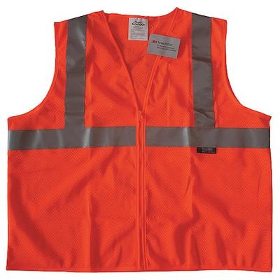 CONDOR 491R99 Safety Vest,Orange/Red,2XL,Zipper