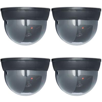 4 x Dummy Kamera im Sicherheits Set, Dome Kamera mit led, verstellbarer Kamerawinkel, für außen und