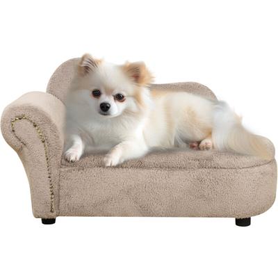 Pawhut - Hundesofa, Haustiersofa mit Samtoptik, Hundecouch Katzensofa Hundesessel mit Holzbeine,