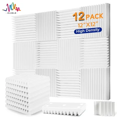 12 Pcs Noise Protective Soundproof Insulation Panel Acoustic Foam Treatment Absorbing Material Padding On The Wall KTV Room