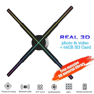 56cm HD 3d Holographic Fan Rotatable Virtual Imaging Projection Video Picture Advertising Light Projector Support Wifi Upload