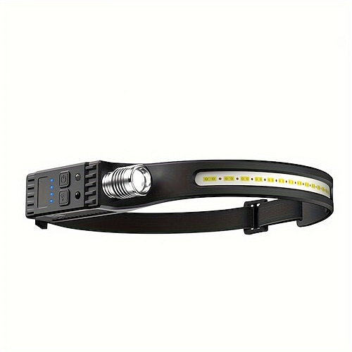 Shustar Outdoor-LED-Stirnlampe mit Bewegungssensor, wiederaufladbare USB-Stirnlampe, zoombar, superhell, 6 Modi, zoombare Taschenlampe für Camping, Laufen, Angeln, Wandern, Arbeiten, Helm-Stirnlampe Image