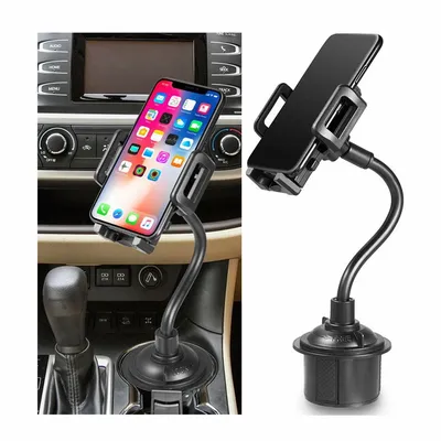 Car Cup Holder Phone Mount Flexible Gooseneck with 360° Adjustable Holder, Fits Phones up to 4.1”