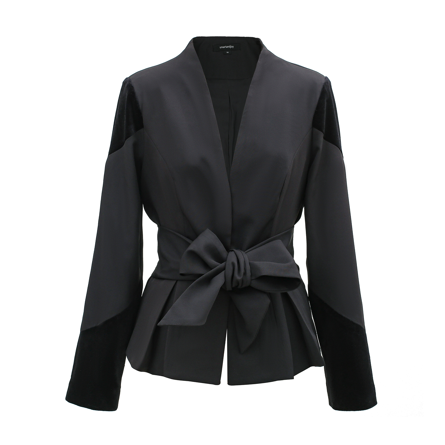Blazer aus Bi-Material und geknoteter Gürtel Image