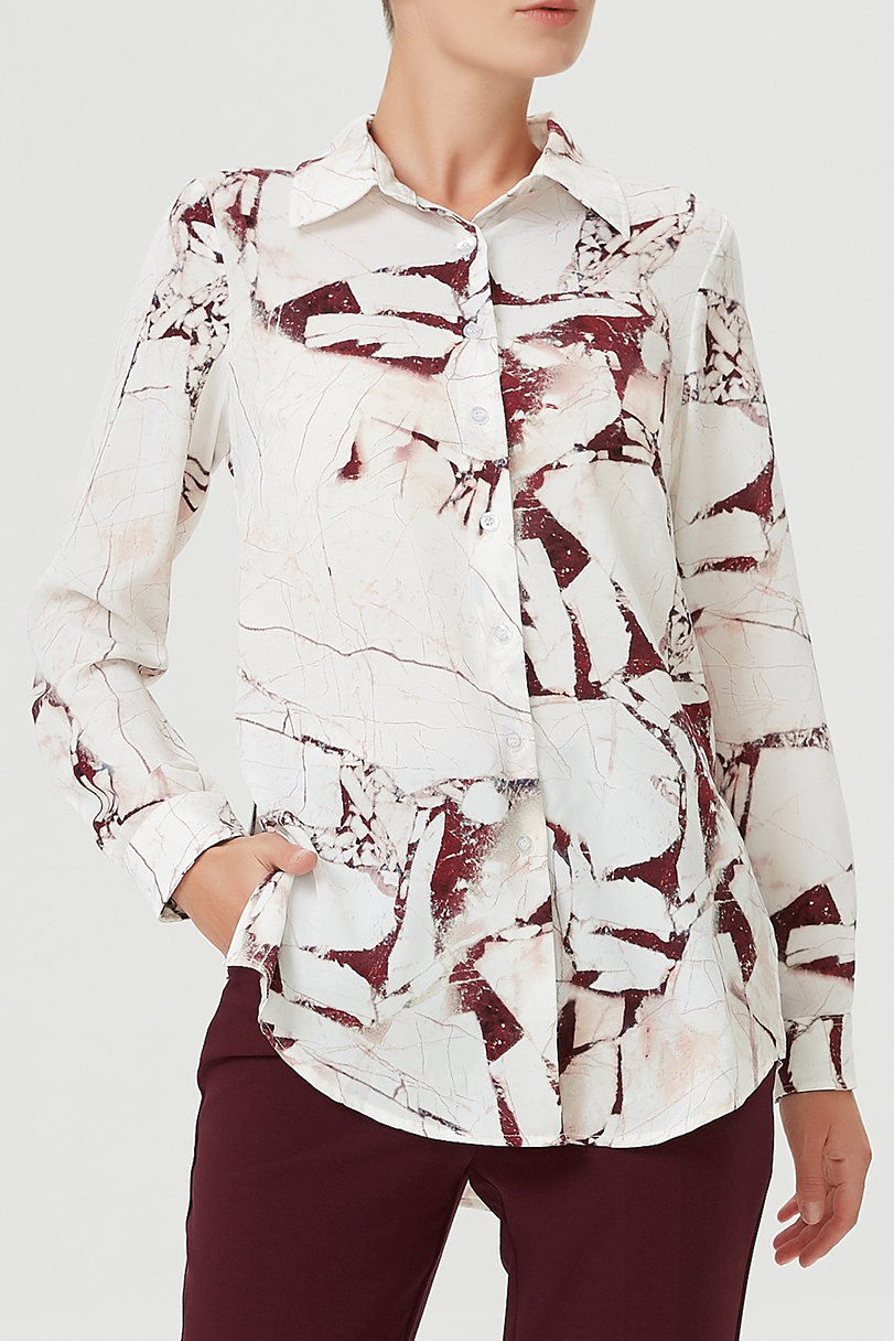Gerades Hemd mit Marmoreffektdruck Image