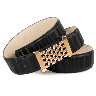 Ledergürtel ANTHONI CROWN, Damen, Gr. 80, schwarz, Rindsleder, unifarben, gestreift, elegant,feminin,klassisch,modisch, Gürtel, mit goldfarbener Koppelschließe Image