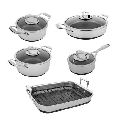 LIVWELL DiamondClad 10pc Hybrid Nonstick Stainless Steel Cookware Set