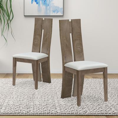 Dining Chairs Set of 2 Chairs, Wooden High Back Dining Chair, PU Leather Cushion Chair, Kitchen Side Chair with Wooden Legs