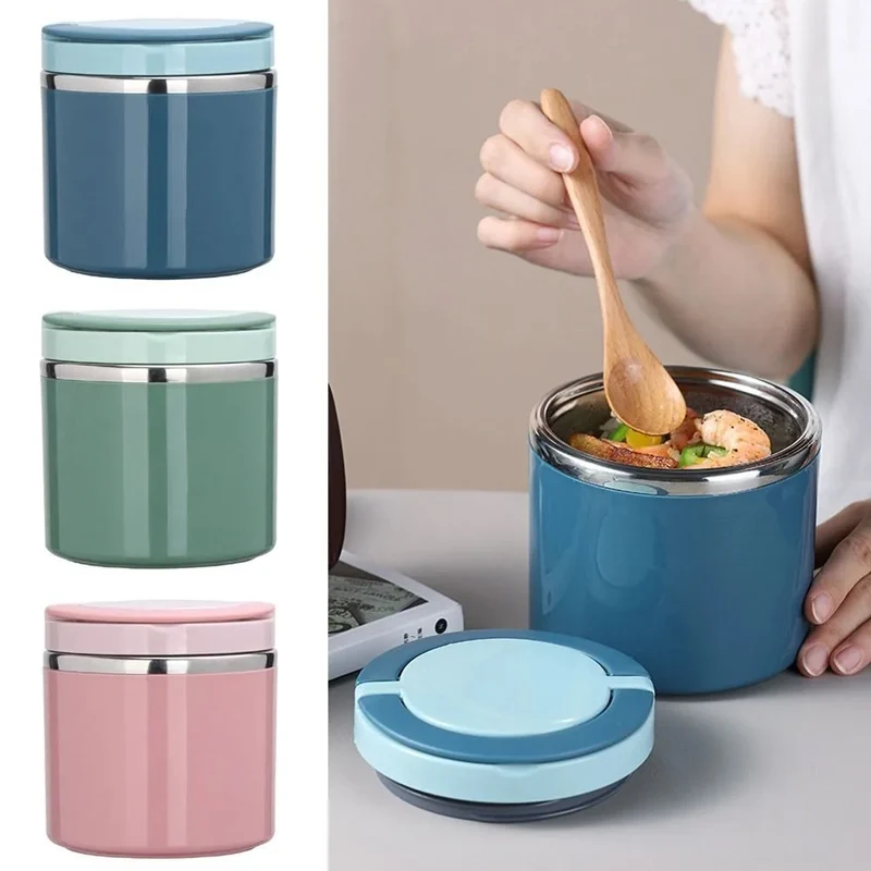 Pot de nourriture Thermos à soupe, récipient à déjeuner isolé, boîte à Bento pour aliments froids et chauds, flacon de nourriture, boîte à déjeuner en acier inoxydable avec poignée
