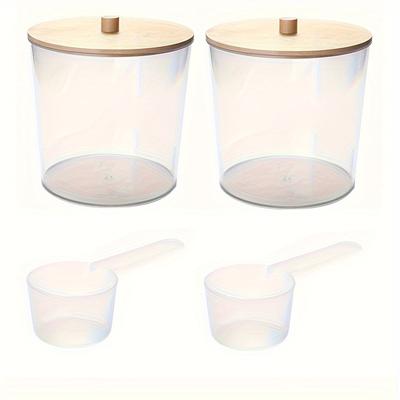 TEMU Large Acrylic Laundry Detergent Pods Organizer With Spoon - Clear Storage Container For Powder & Liquid Dispensing, Bohemian Style, Storage Bins For Home Organization Image