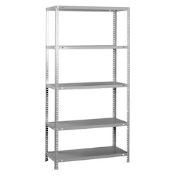 PROREGAL Schraubregal PANDA TALL | HxBxT 200x100x30cm | 5 Fachböden | Fachlast 75kg | Grau | Schwerlastregal Lagerregal Garagenregal Image