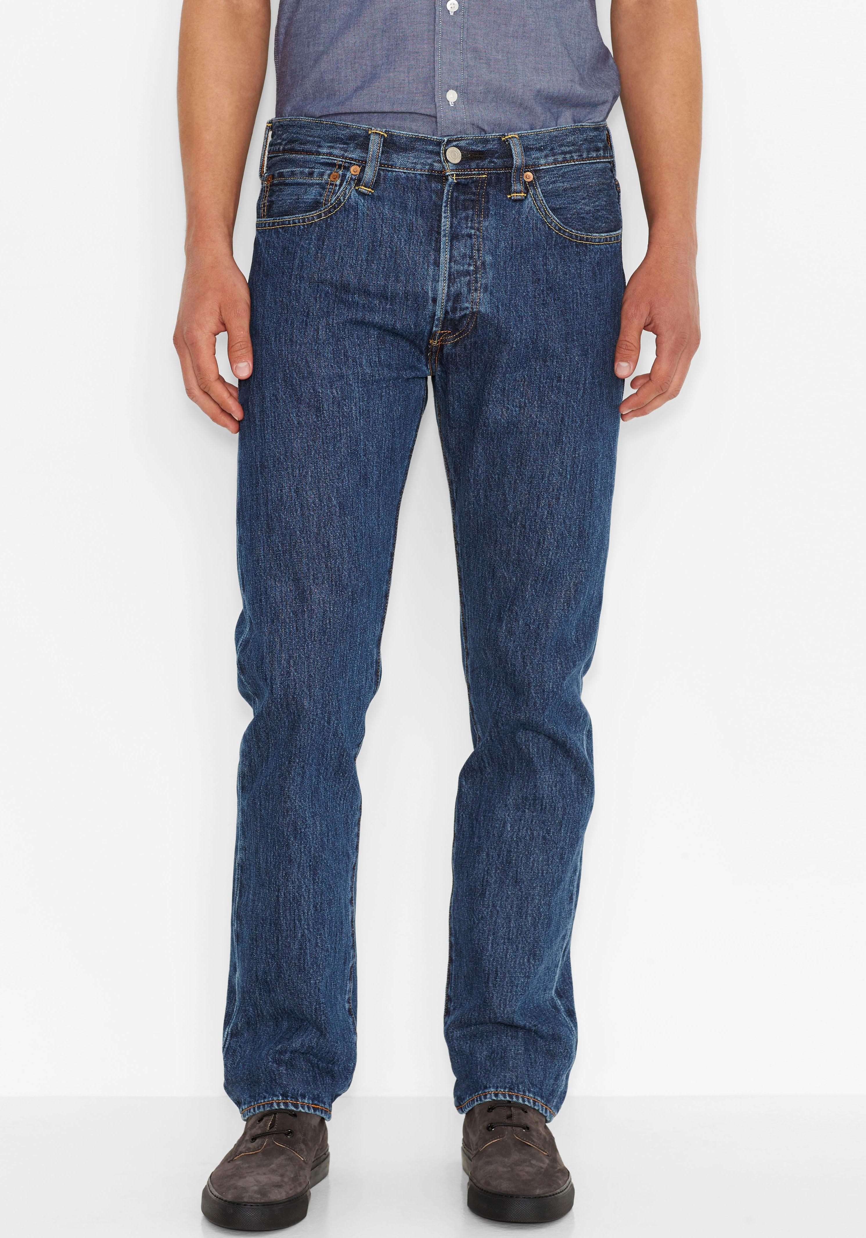 Straight-Jeans LEVI'S "501 LEVI'S ORIGINAL", Herren, Gr. 36, Länge 32, blau (stonewash), Denim/Jeans, Obermaterial: 100% Baumwolle, normal lang, Jeans Straight-Jeans, mit Markenlabel, Topseller