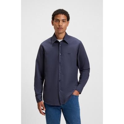 Langarmhemd BOSS ORANGE "Relegant", Herren, Gr. XXXL, N-Gr, blau (navy418), Web, Obermaterial: 100% Baumwolle, unifarben, casual, regular fit, hoch geschlossener Ausschnitt, Langarm eingesetzt 2-Knopf-Manschette mit Knöpfen, Hemden, mit BOSS Stickerei Image