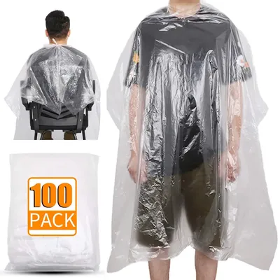 100PCS Disposable Hairdressing Cape Haircutting Hairstyling Transparent Barber Cloak Hair Dyeing