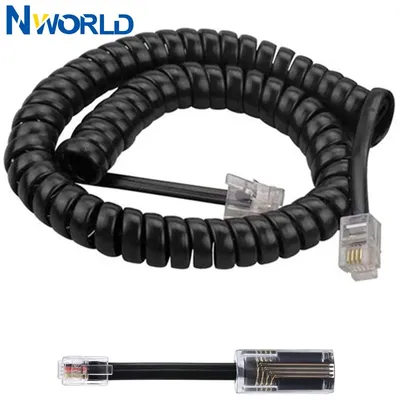 RJ9 Telephone Handset Cord 6Ft/1.85m Curved Telephone Landline Phone Handset Handle Line Cable and