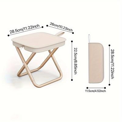 Compact Square Iron Folding Stool - Adjustable Zipper Portable, Lightweight, and Durable for Outdoor Camping, Fishing, and Backpacking - Easy to Carry and Store