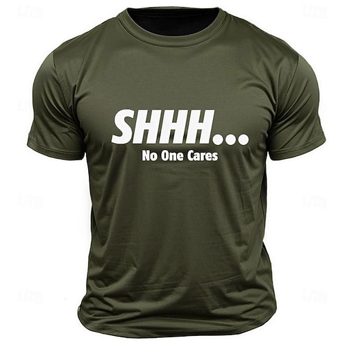 Herren Lustig Brief drucken T Shirt T-Shirt Kurzarm T-Shirt Rundhalsausschnitt Hemd Sport Klassisch Brautkleider schlicht Strasse Sports Outdoor Schwarz Weiß Armeegrün Sommer Frühling Bekleidung S M Image