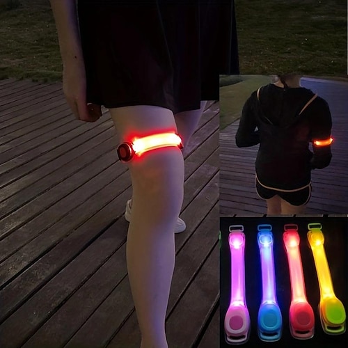 1 Stück Nacht-Lauflicht-Armband – gut sichtbares reflektierendes LED-Sicherheitsband mit Blinkmodus zum Laufen, Gehen, Joggen, Radfahren – inkl. Batterien, zufällige Farbe, verstellbar und vielseitig Image