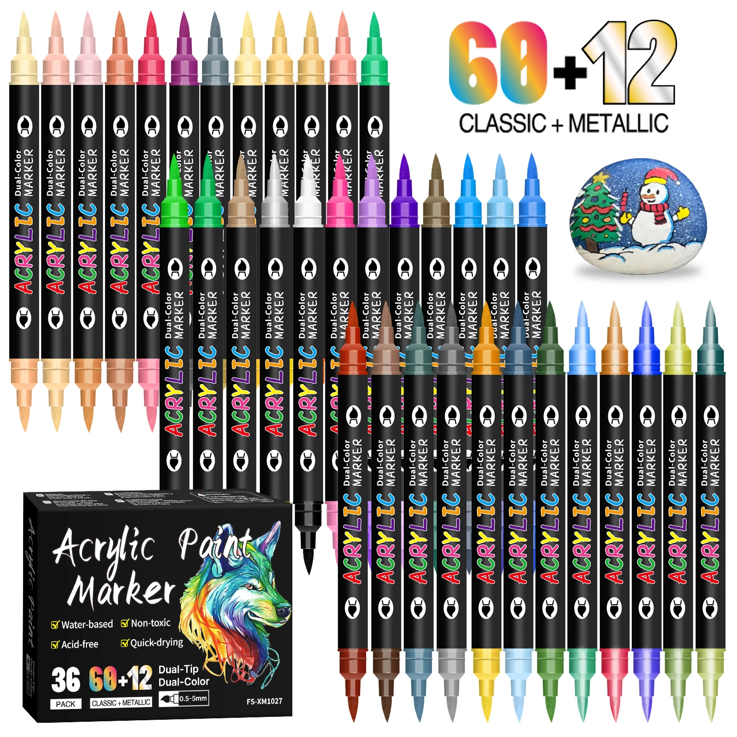 24/48/72 colori pennarelli a doppia punta per vernice acrilica confezione da 12/24/36 pennarelli artistici set pennarelli da disegno per artigianato fai da te creazione di materiali artistici