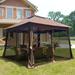 Versatile 11x11 Ft Pop Up Gazebo with Mesh Netting - Steel Frame, Rich Brown