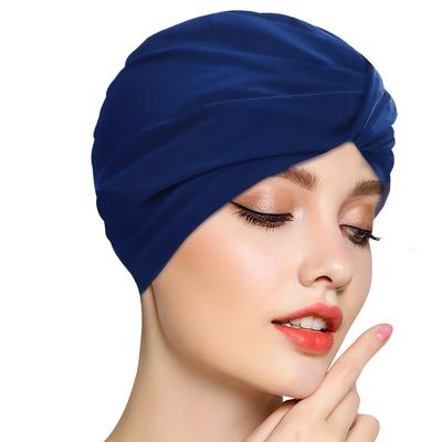 TEMU Women's Stretchy Swim Cap - Non-slip, Double Layer Design For Long, Curly & - Beach & Pool Image