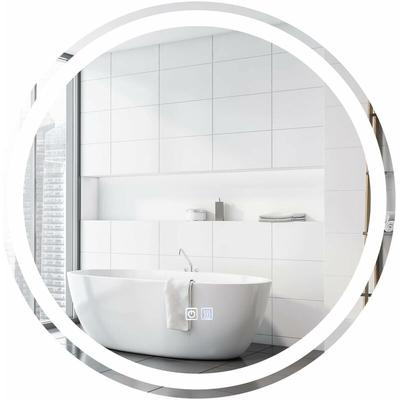 COSTWAY Φ60cm LED-Spiegel mit Anti-Beschlage Spiegelheizung, Badspiegel dimmbar, Badezimmerspiegel Image
