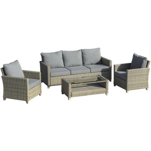 Outsunny - 4-tlg. Polyrattan Gartenmöbel Set Gartengarnitur Garten-Set Sitzgruppe Loungeset