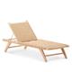 Lettino da giardino con ruote in legno e rattan sintetico