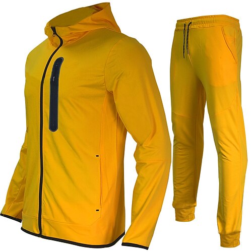 Herren Trainingsanzug Jogginganzug Kordelzug Tasche Farbblock Jacke und Jogginghose Sportbekleidungsset Frühling Blau und Weiß Schwarz-rot Fitnesstraining Joggen Laufen Weich Atmungsaktiv Langarm Image