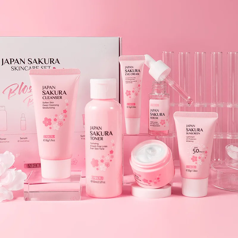 5/6pcs Sakura Skin Care Sets Face Cream Serum Toner Facial Cleanser Sunscreen Eye Cream Face Skin Care Products
